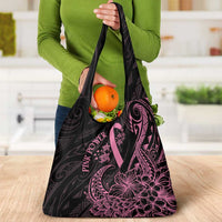 Polynesian Pink Power Grocery Bag Breast Cancer Ribbon Turtle and Flowers