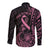 Polynesian Pink Power Long Sleeve Button Shirt Breast Cancer Ribbon Turtle and Flowers