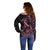 Polynesian Pink Power Off Shoulder Sweater Breast Cancer Ribbon Turtle and Flowers