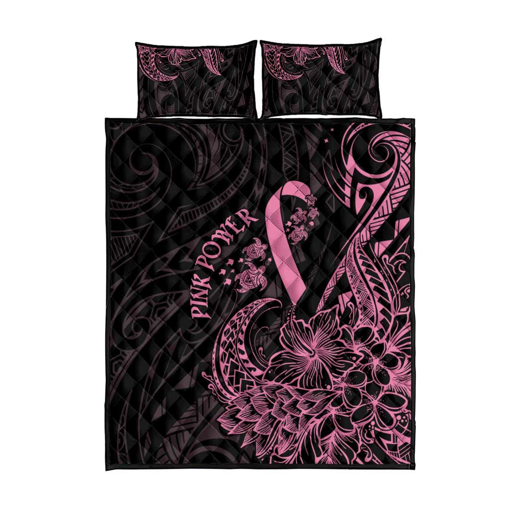 Polynesian Pink Power Quilt Bed Set Breast Cancer Ribbon Turtle and Flowers LT7 - Polynesian Pride