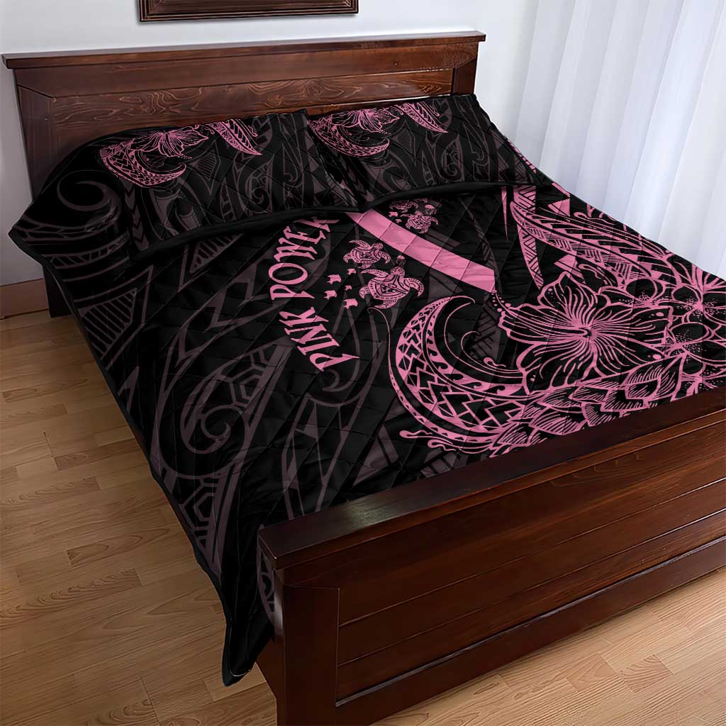 Polynesian Pink Power Quilt Bed Set Breast Cancer Ribbon Turtle and Flowers LT7 - Polynesian Pride