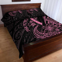 Polynesian Pink Power Quilt Bed Set Breast Cancer Ribbon Turtle and Flowers LT7 - Polynesian Pride