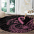 Polynesian Pink Power Round Carpet Breast Cancer Ribbon Turtle and Flowers