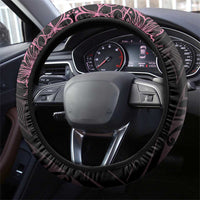 Polynesian Pink Power Steering Wheel Cover Breast Cancer Ribbon Turtle and Flowers LT7 - Polynesian Pride