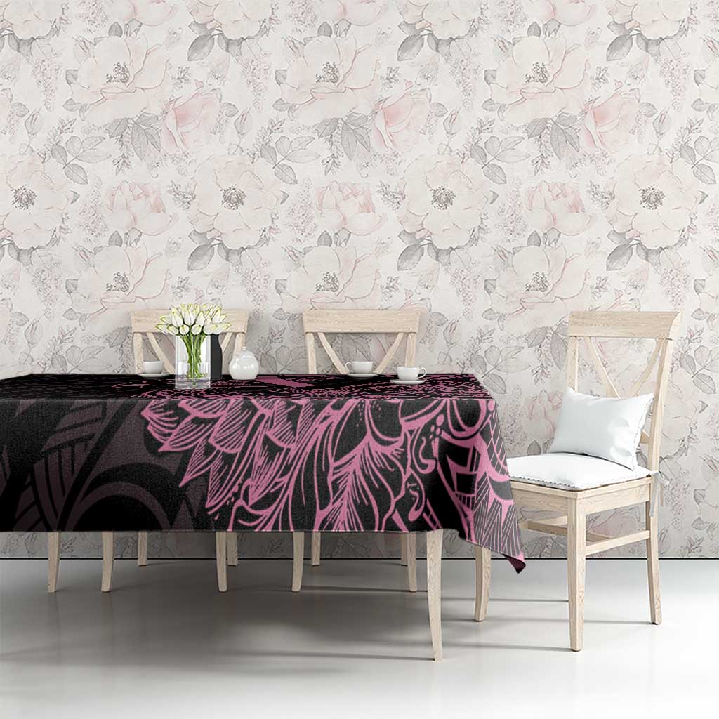 Polynesian Pink Power Tablecloth Breast Cancer Ribbon Turtle and Flowers LT7 - Polynesian Pride