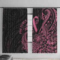 Polynesian Pink Power Window Curtain Breast Cancer Ribbon Turtle and Flowers LT7 With Hooks Pink - Polynesian Pride