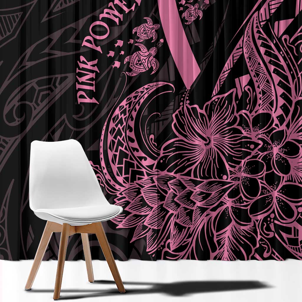 Polynesian Pink Power Window Curtain Breast Cancer Ribbon Turtle and Flowers LT7 - Polynesian Pride
