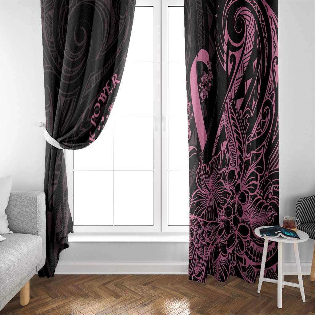 Polynesian Pink Power Window Curtain Breast Cancer Ribbon Turtle and Flowers LT7 - Polynesian Pride