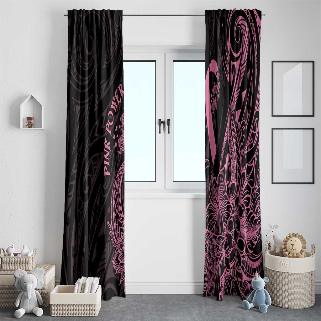 Polynesian Pink Power Window Curtain Breast Cancer Ribbon Turtle and Flowers LT7 - Polynesian Pride
