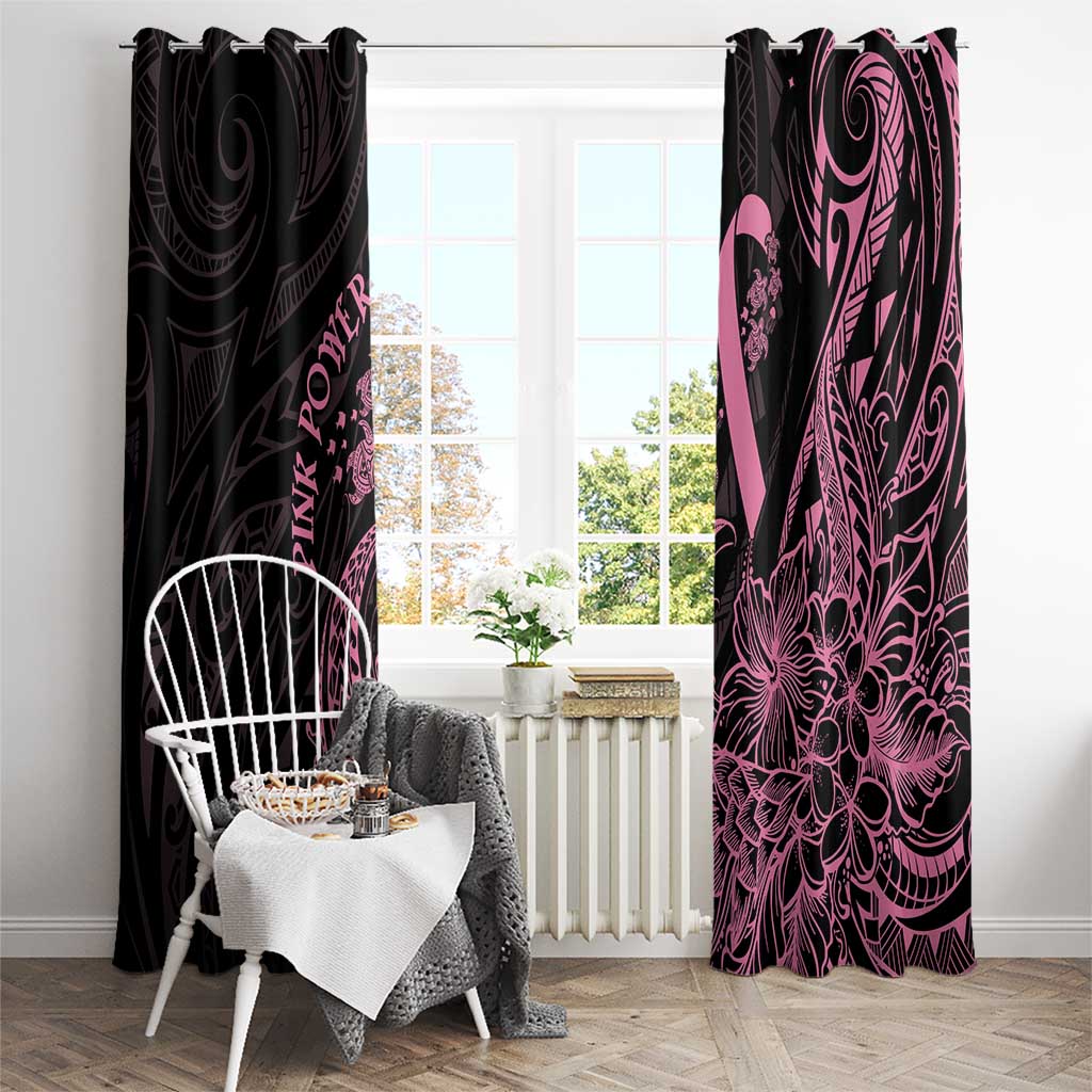 Polynesian Pink Power Window Curtain Breast Cancer Ribbon Turtle and Flowers LT7 - Polynesian Pride