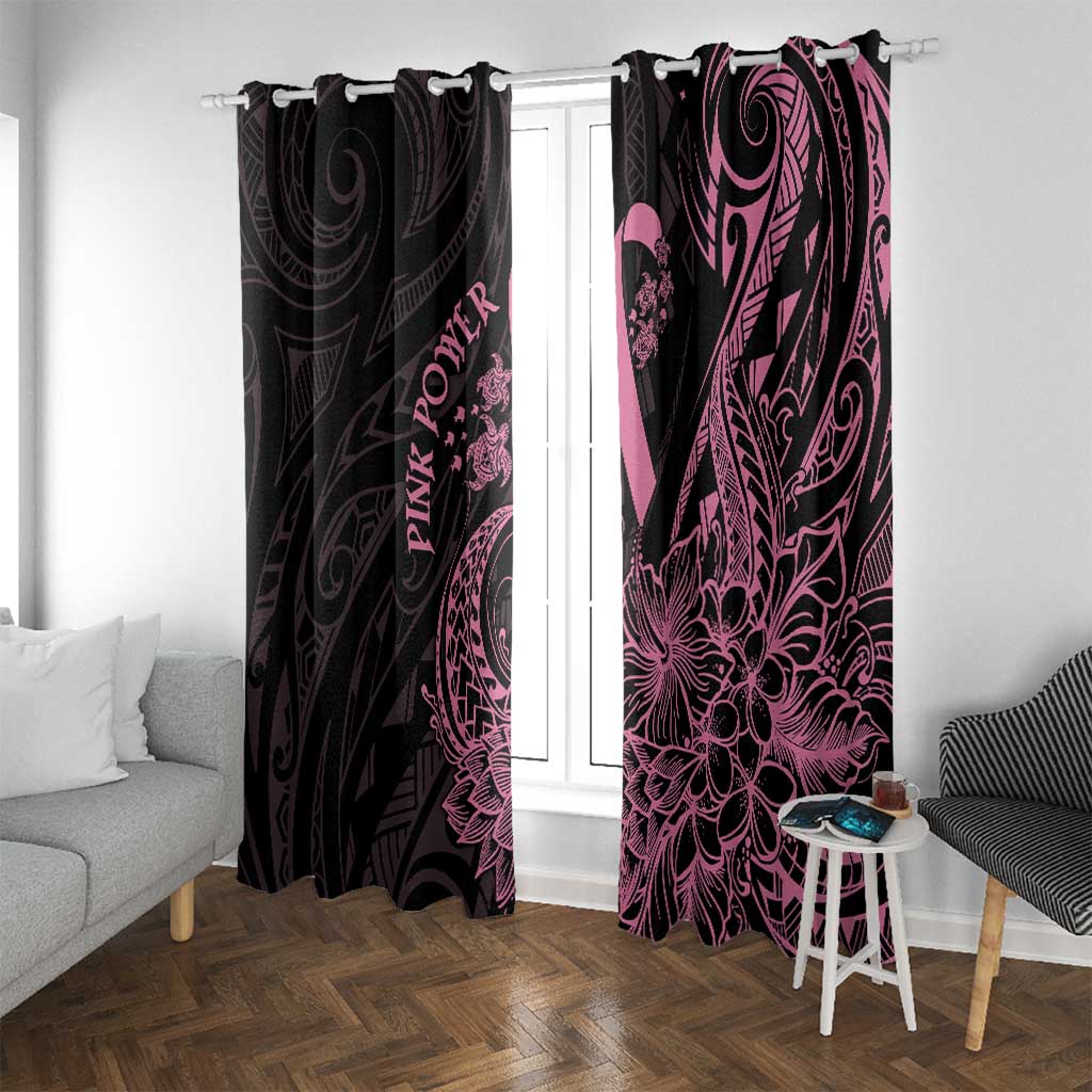 Polynesian Pink Power Window Curtain Breast Cancer Ribbon Turtle and Flowers LT7 With Grommets Pink - Polynesian Pride