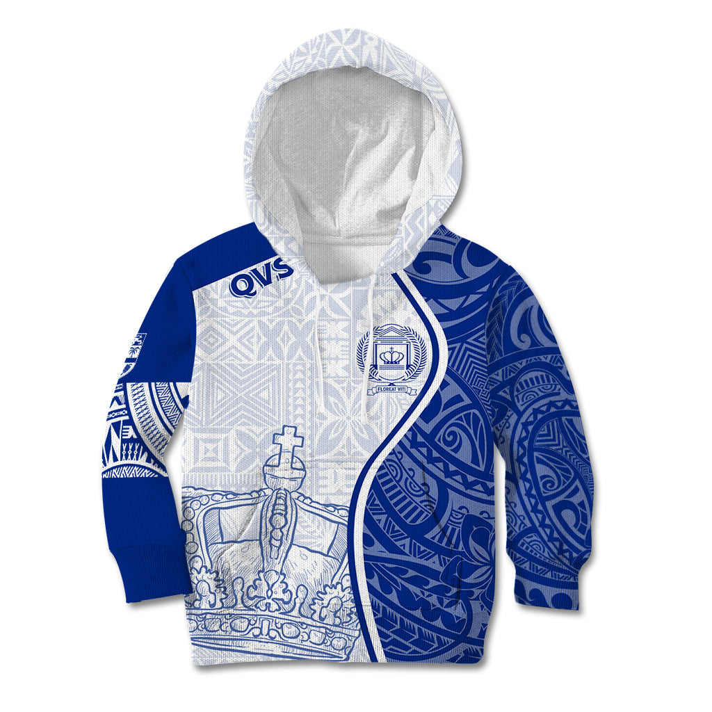 Personalised Queen Victoria School Kid Hoodie QVS Old Boys LT7 Hoodie White - Polynesian Pride