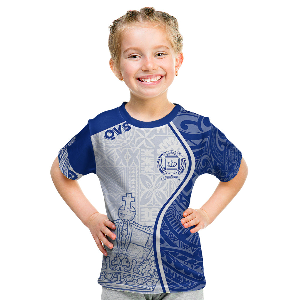 Personalised Queen Victoria School Kid T Shirt QVS Old Boys LT7 White - Polynesian Pride