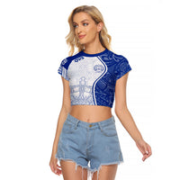 Personalised Queen Victoria School Raglan Cropped T Shirt QVS Old Boys LT7 Female White - Polynesian Pride