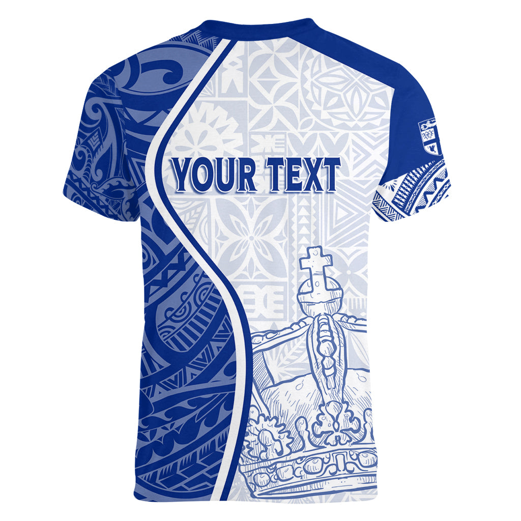 Personalised Queen Victoria School Women V Neck T Shirt QVS Old Boys LT7 - Polynesian Pride