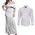 Samoa White Sunday Couples Matching Off Shoulder Maxi Dress and Long Sleeve Button Shirts Hibiscus Special LT7 White - Polynesian Pride