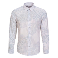 Samoa White Sunday Family Matching Summer Maxi Dress and Hawaiian Shirt Hibiscus Special LT7 Dad's Shirt - Long Sleeve White - Polynesian Pride