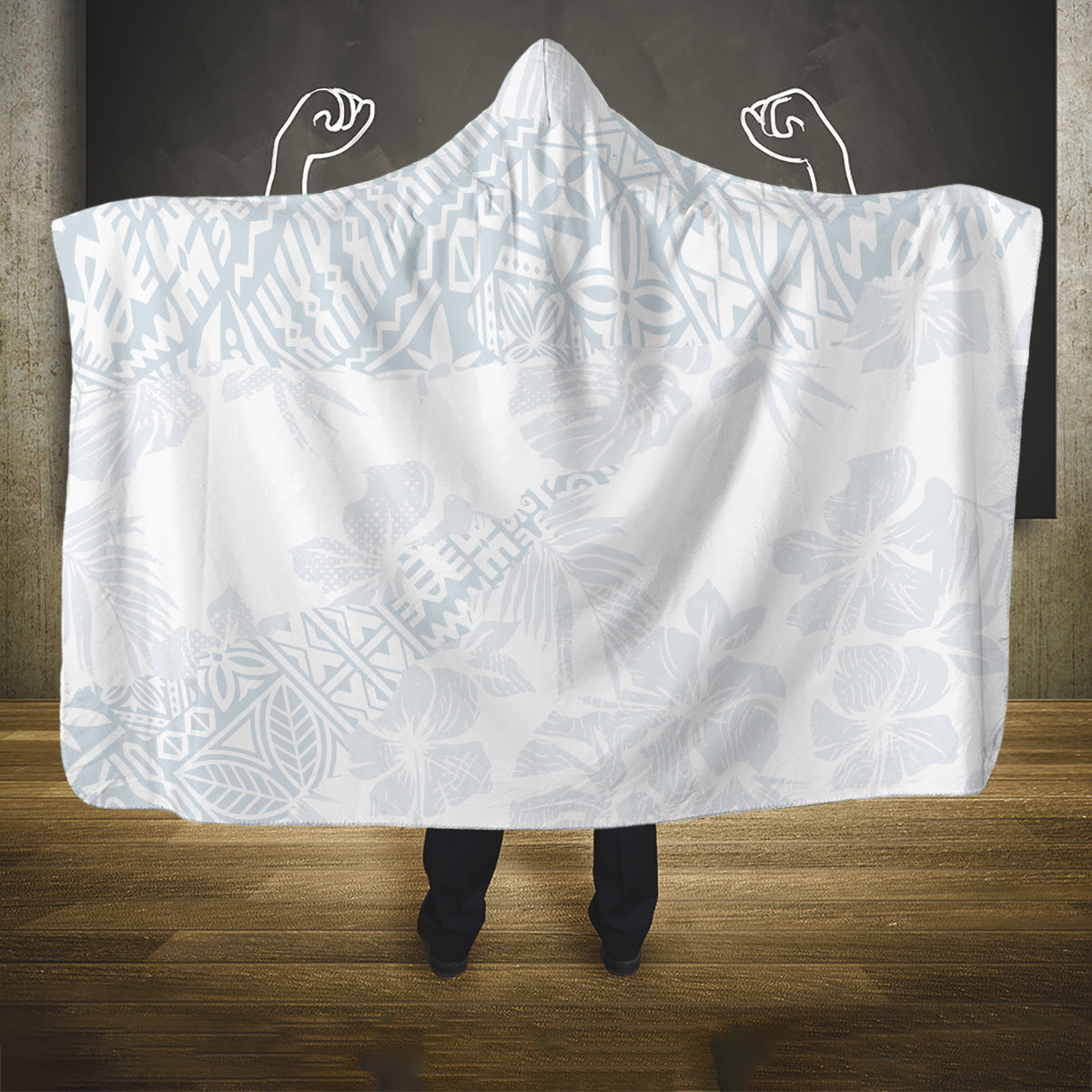 Samoa White Sunday Hooded Blanket Hibiscus Special LT7 One Size White - Polynesian Pride