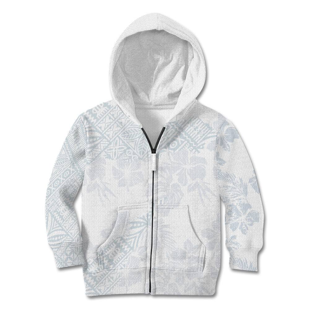 Samoa White Sunday Kid Hoodie Hibiscus Special LT7 Zip Hoodie White - Polynesian Pride