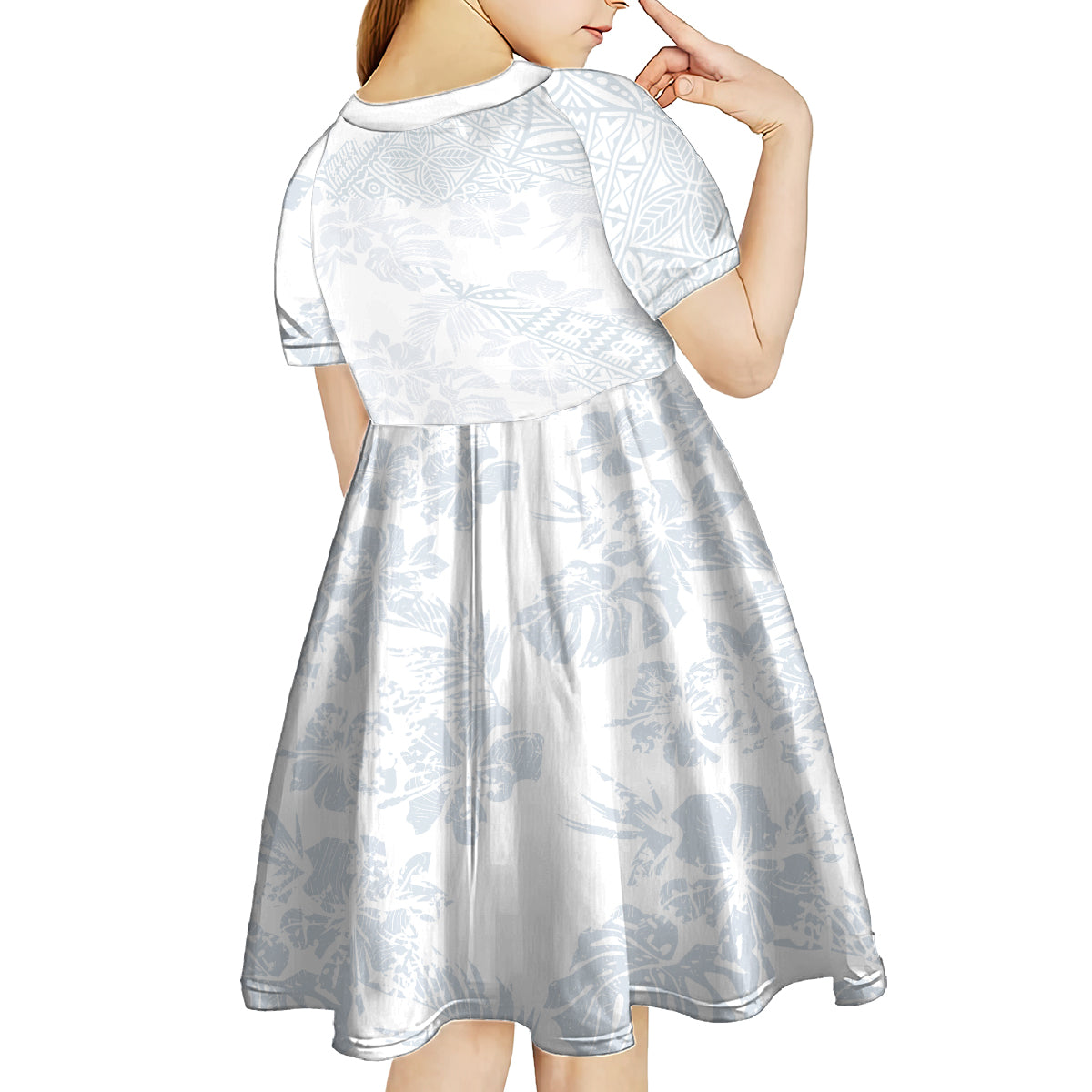 Samoa White Sunday Kid Short Sleeve Dress Hibiscus Special LT7 - Polynesian Pride