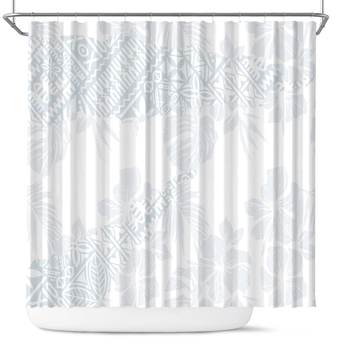 Samoa White Sunday Shower Curtain Hibiscus Special LT7 White - Polynesian Pride