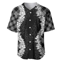 Hawaii Aloha Plumeria Lei Black Palaka Baseball Jersey - Polynesian Pride