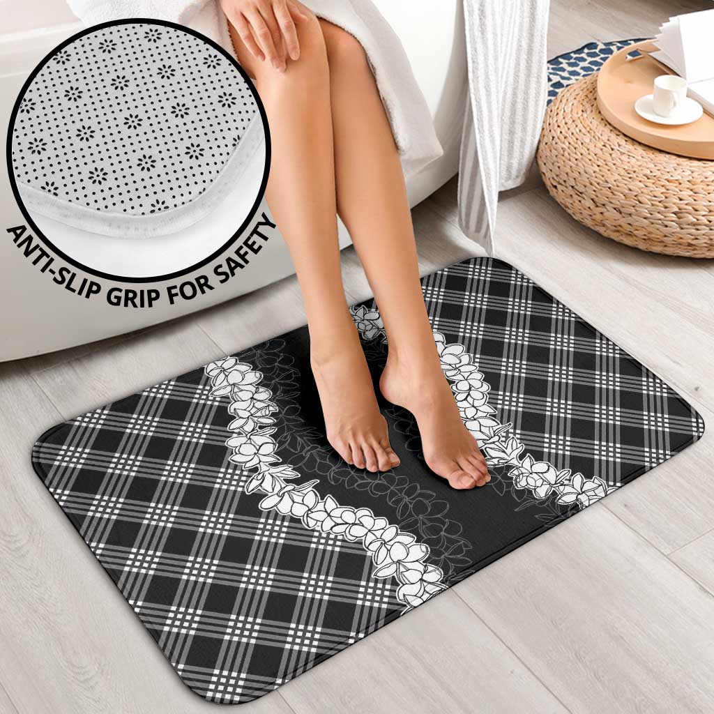 Hawaii Aloha Plumeria Lei Black Palaka Bathroom Set - Polynesian Pride