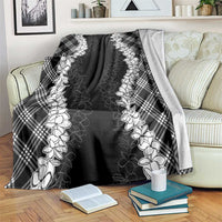 Hawaii Aloha Plumeria Lei Black Palaka Blanket - Polynesian Pride