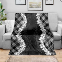 Hawaii Aloha Plumeria Lei Black Palaka Blanket - Polynesian Pride