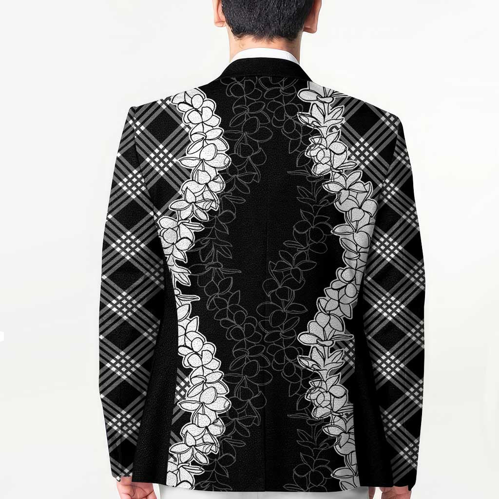 Hawaii Aloha Plumeria Lei Black Palaka Blazer - Polynesian Pride