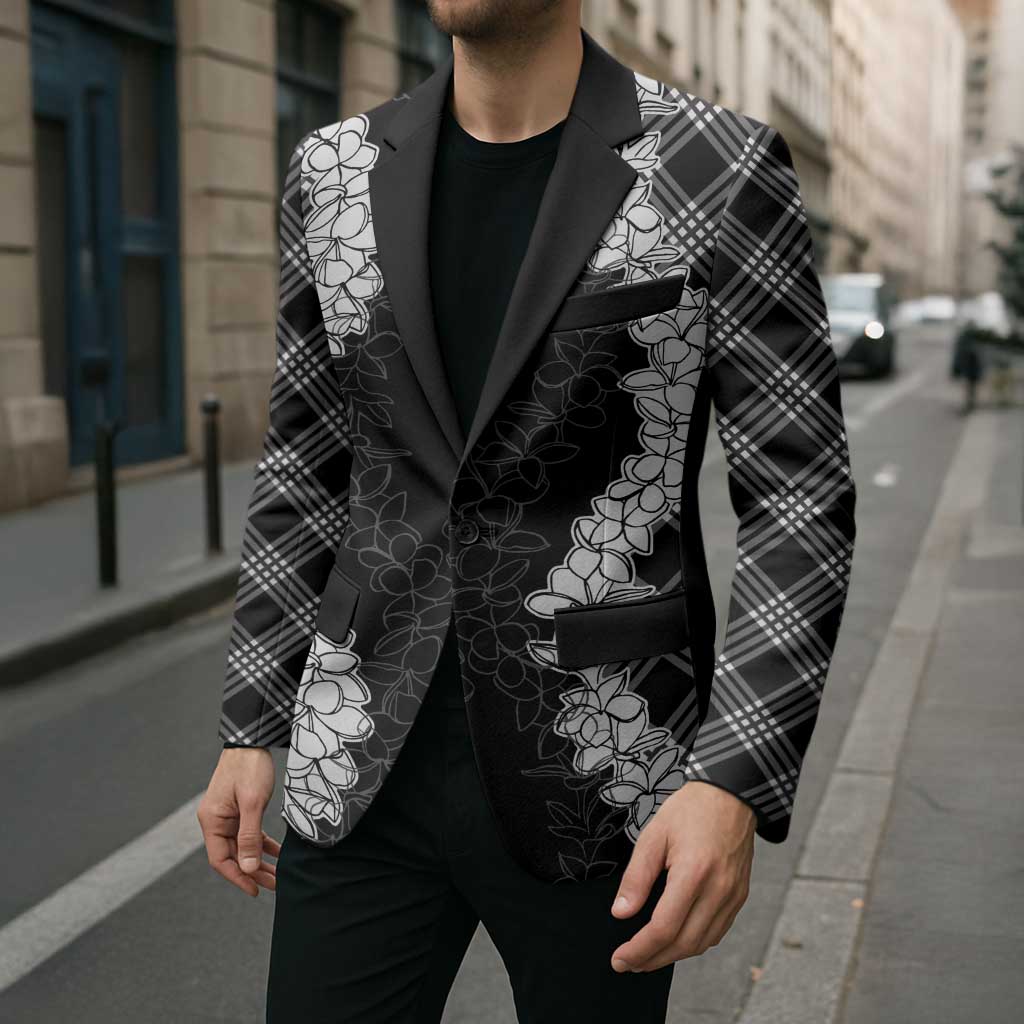 Hawaii Aloha Plumeria Lei Black Palaka Blazer - Polynesian Pride