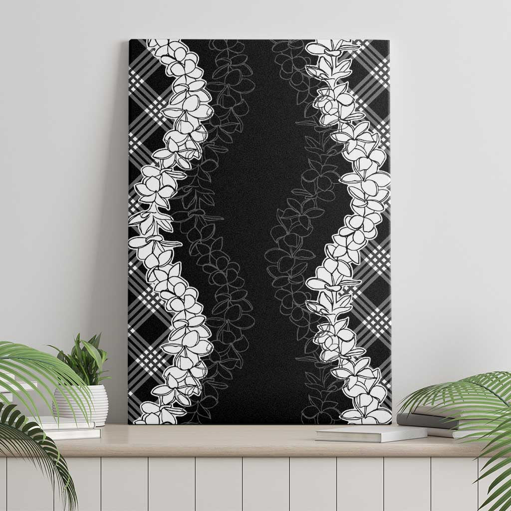 Hawaii Aloha Plumeria Lei Black Palaka Canvas Wall Art - Polynesian Pride