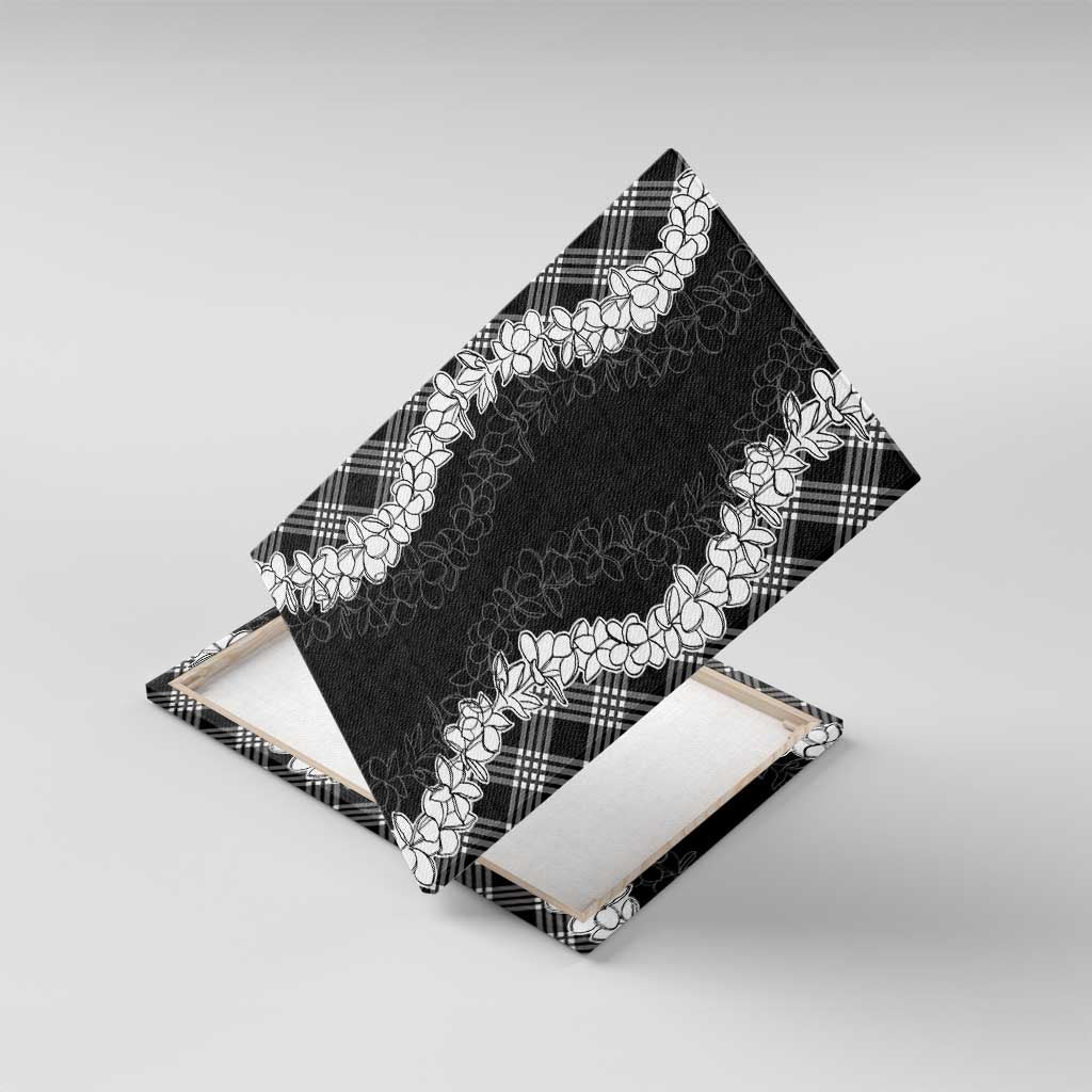 Hawaii Aloha Plumeria Lei Black Palaka Canvas Wall Art - Polynesian Pride