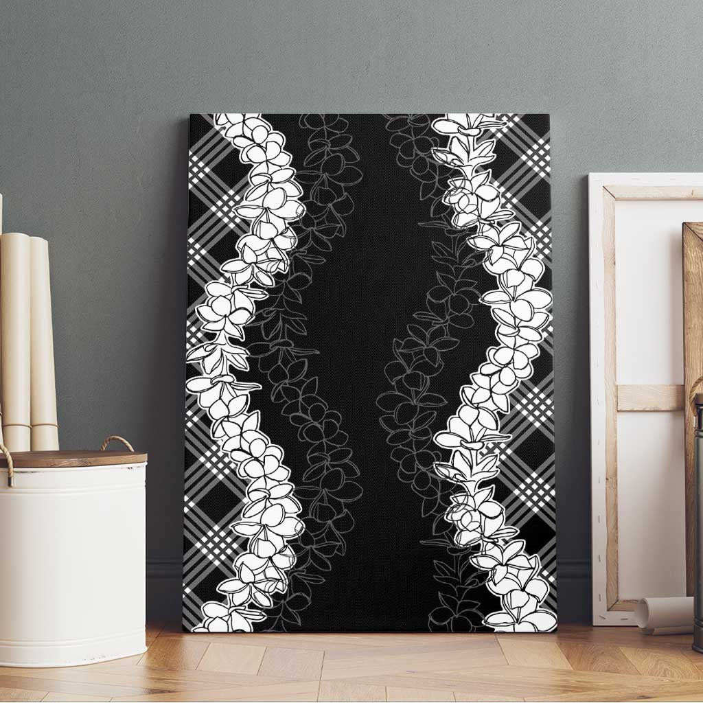 Hawaii Aloha Plumeria Lei Black Palaka Canvas Wall Art - Polynesian Pride