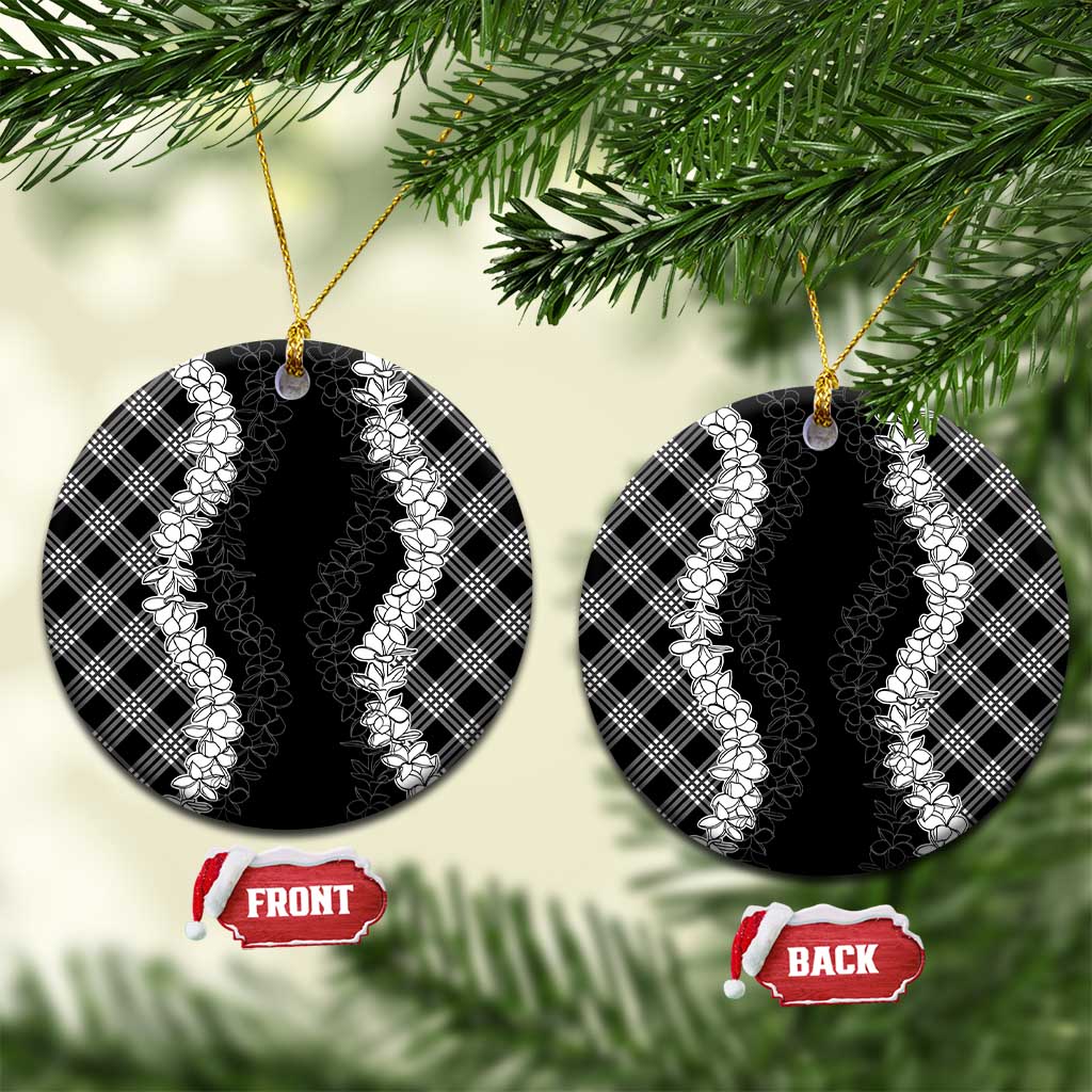 Hawaii Aloha Plumeria Lei Black Palaka Ceramic Ornament - Polynesian Pride