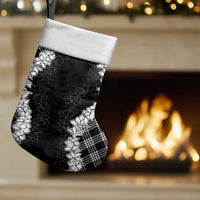 Hawaii Aloha Plumeria Lei Black Palaka Christmas Stocking - Polynesian Pride