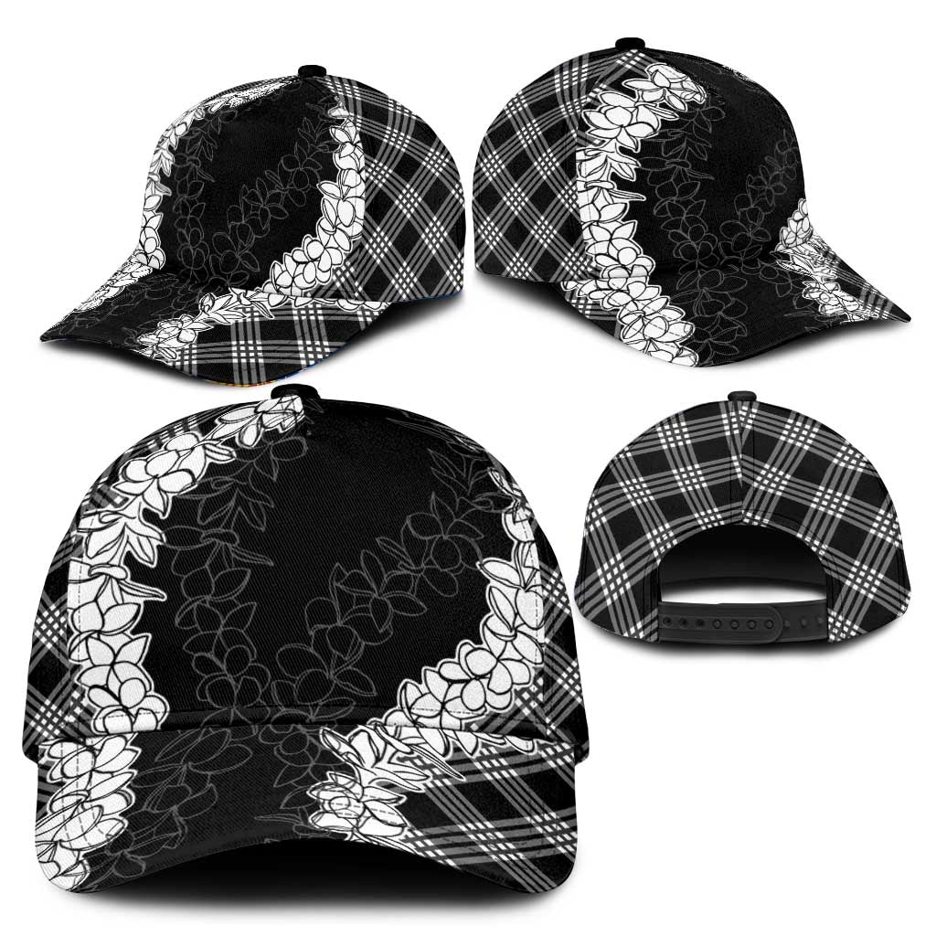 Hawaii Aloha Plumeria Lei Black Palaka Classic Cap - Polynesian Pride