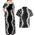 Hawaii Aloha Plumeria Lei Black Palaka Couples Matching Off Shoulder Maxi Dress and Hawaiian Shirt - Polynesian Pride