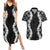 Hawaii Aloha Plumeria Lei Black Palaka Couples Matching Summer Maxi Dress and Hawaiian Shirt - Polynesian Pride