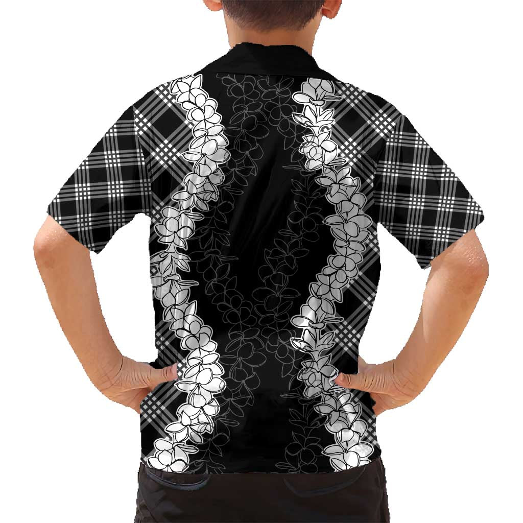 Hawaii Aloha Plumeria Lei Black Palaka Family Matching Tank Maxi Dress and Hawaiian Shirt - Polynesian Pride