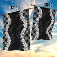 Hawaii Aloha Plumeria Lei Black Palaka Garden Flag - Polynesian Pride