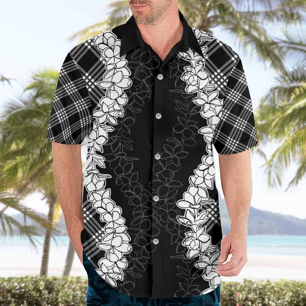 Hawaii Aloha Plumeria Lei Black Palaka Hawaiian Shirt - Polynesian Pride