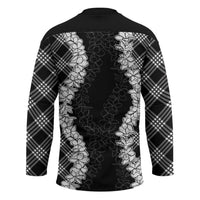 Hawaii Aloha Plumeria Lei Black Palaka Hockey Jersey - Polynesian Pride