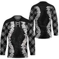 Hawaii Aloha Plumeria Lei Black Palaka Hockey Jersey - Polynesian Pride
