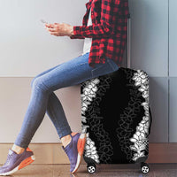 Hawaii Aloha Plumeria Lei Black Palaka Luggage Cover - Polynesian Pride