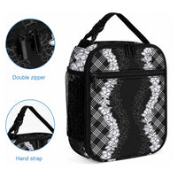 Hawaii Aloha Plumeria Lei Black Palaka Lunch Bag LT7 - Polynesian Pride