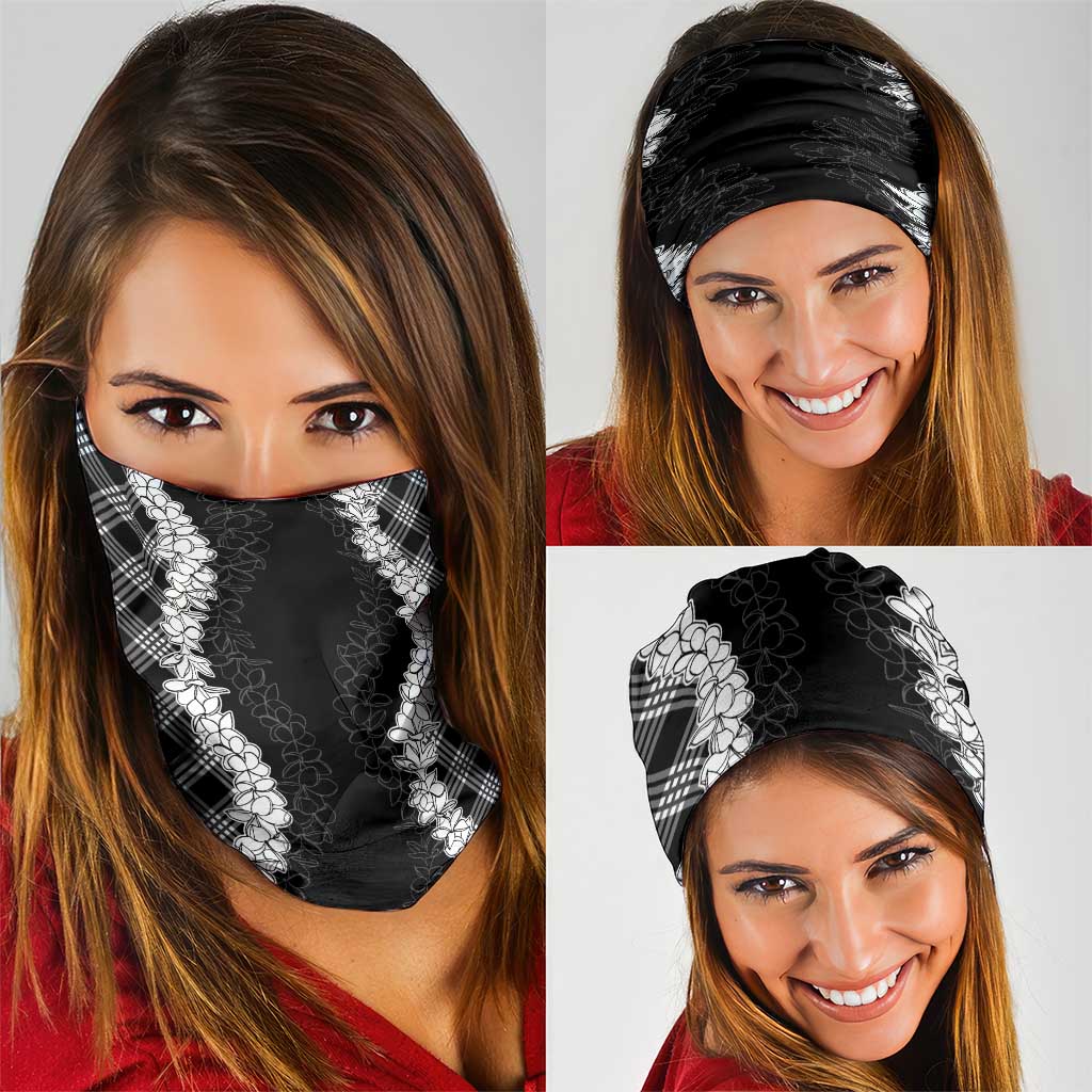 Hawaii Aloha Plumeria Lei Black Palaka Neck Gaiter - Polynesian Pride