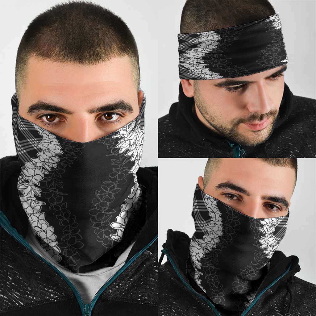Hawaii Aloha Plumeria Lei Black Palaka Neck Gaiter - Polynesian Pride