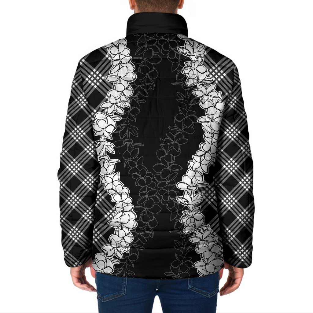 Hawaii Aloha Plumeria Lei Black Palaka Padded Jacket - Polynesian Pride