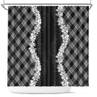 Hawaii Aloha Plumeria Lei Black Palaka Shower Curtain - Polynesian Pride